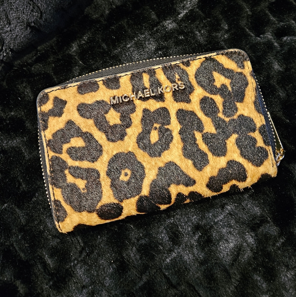 Michael Kors Leopard Print Card Keeper Wallet